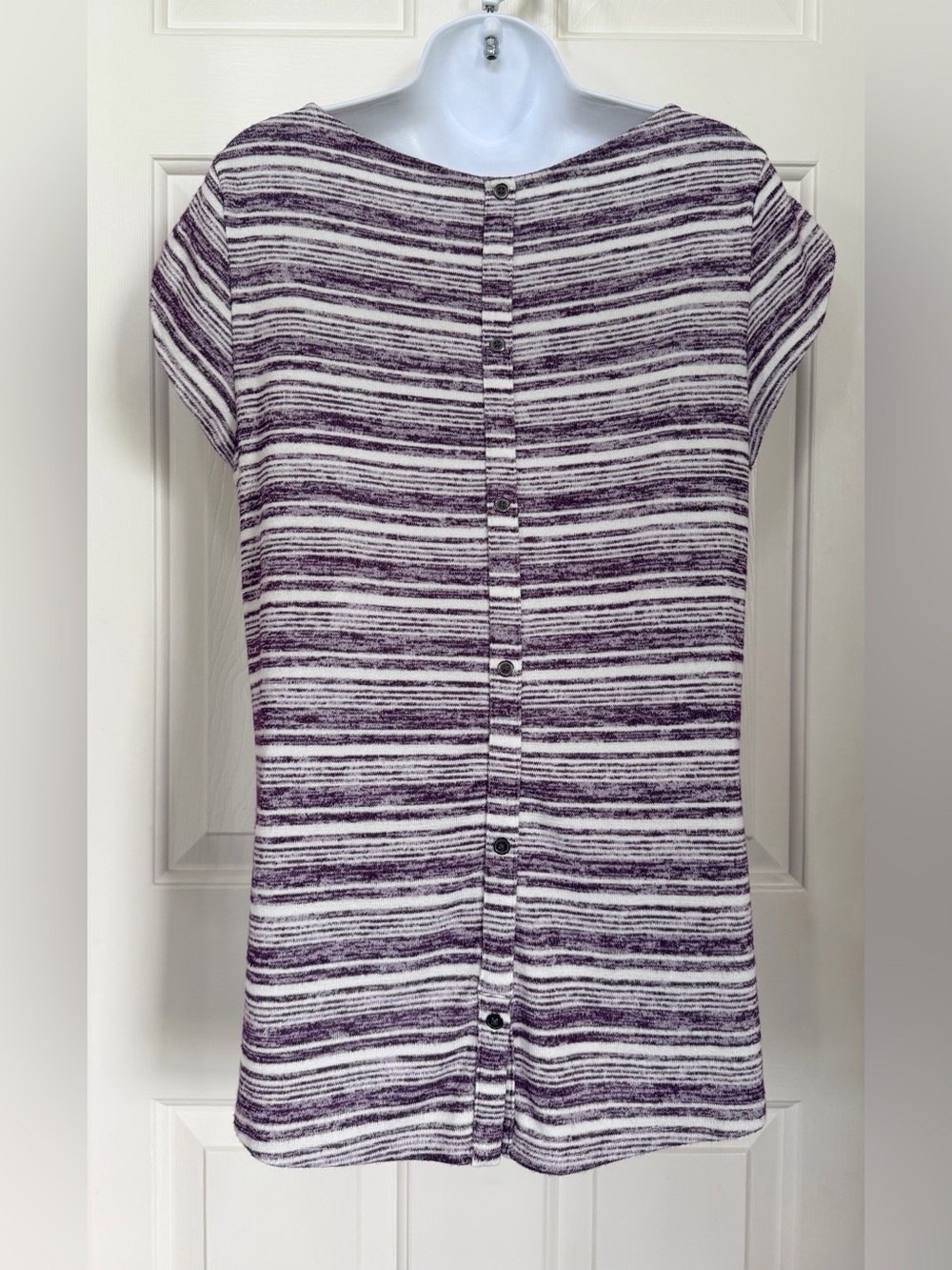 Market & Spruce Purple and Cream Striped Knit Top - Picture 3 of 4
